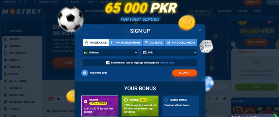 Mostbet register